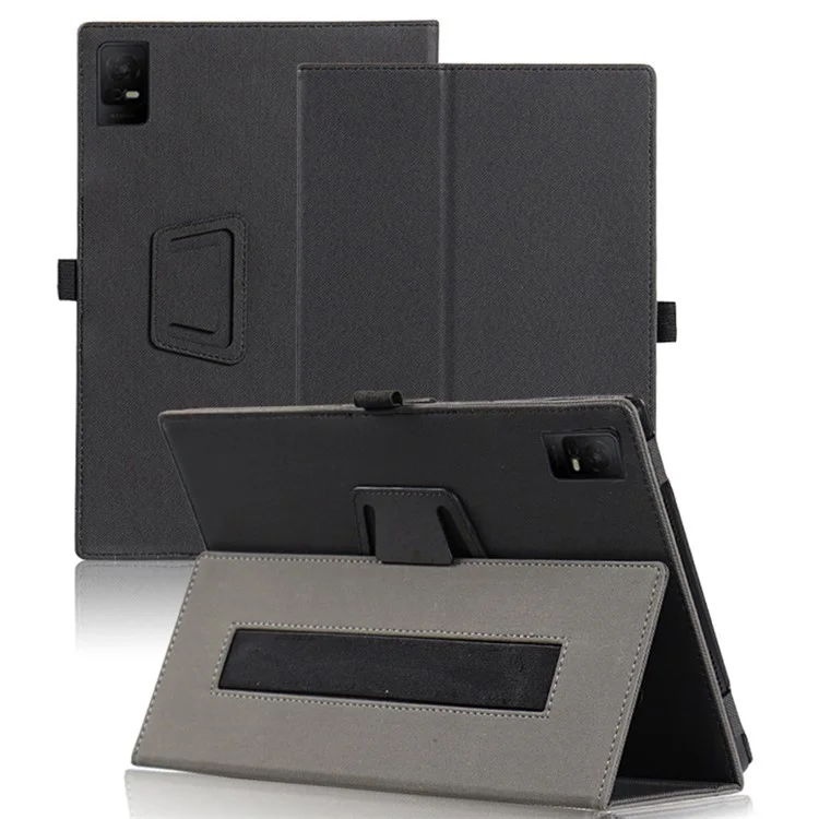 For TCL Tab 10 Gen 2 Tablet Case Stand Skin-touch PU Leather Full Protection Cover - Black