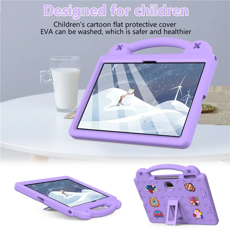 For Honor Pad 9 Tablet Case Anti-scratch EVA Cute Patterns Kickstand Cover with and Handle - Purple