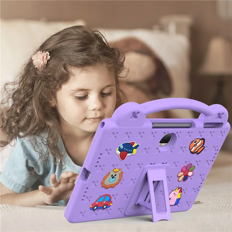 For Honor Pad 9 Tablet Case Anti-scratch EVA Cute Patterns Kickstand Cover with and Handle - Purple