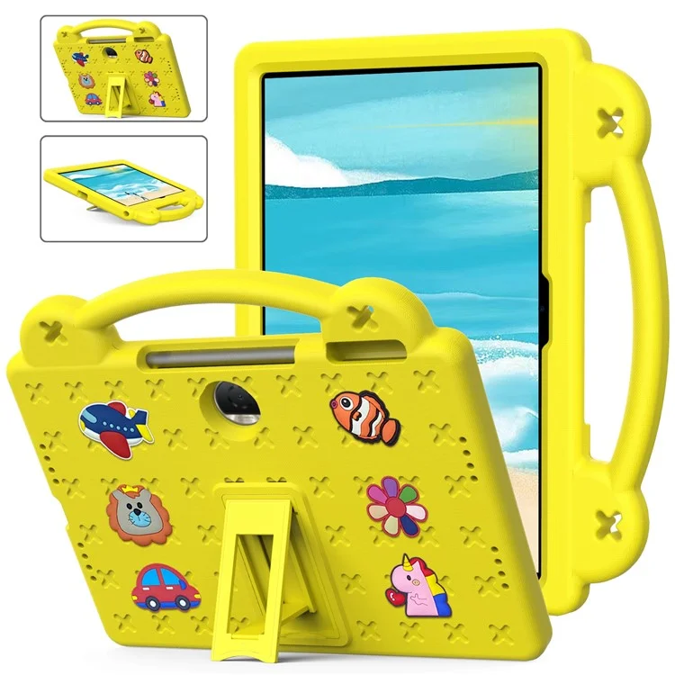 For Honor Pad 9 Tablet Case Anti-scratch EVA Cute Patterns Kickstand Cover with and Handle - Yellow