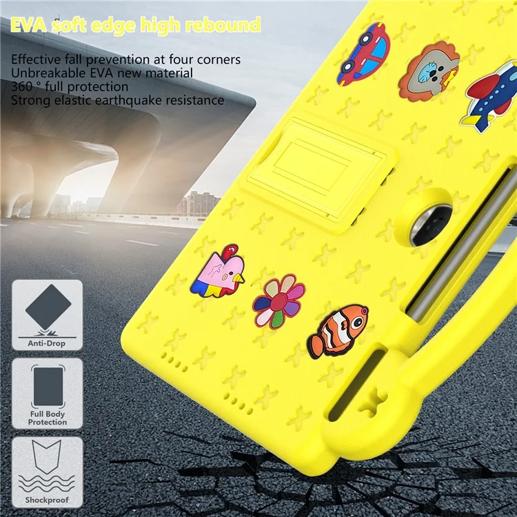 For Honor Pad 9 Tablet Case Anti-scratch EVA Cute Patterns Kickstand Cover with and Handle - Yellow