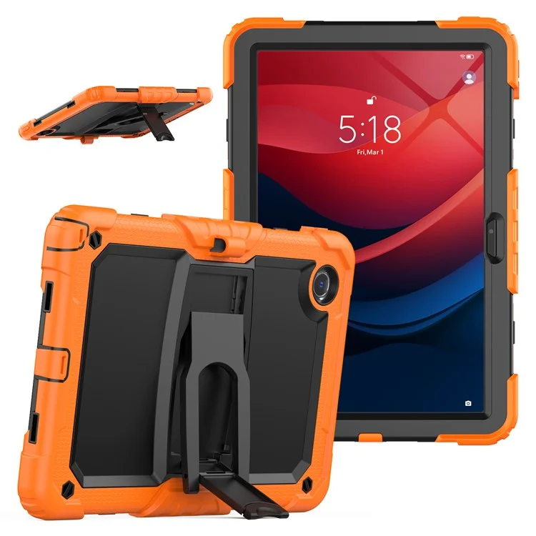 For Lenovo Tab M11 / Xiaoxin Pad 11 2024 TB-330FU / TB-331FC Case PC+Silicone Kickstand Tablet Cover with Strap - Orange