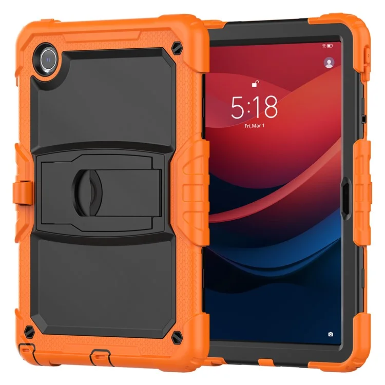 For Lenovo Tab M11 / Xiaoxin Pad 11 2024 TB-330FU / TB-331FC Case PC+Silicone Kickstand Tablet Cover with Strap - Orange