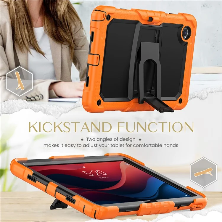 For Lenovo Tab M11 / Xiaoxin Pad 11 2024 TB-330FU / TB-331FC Case PC+Silicone Kickstand Tablet Cover with Strap - Orange