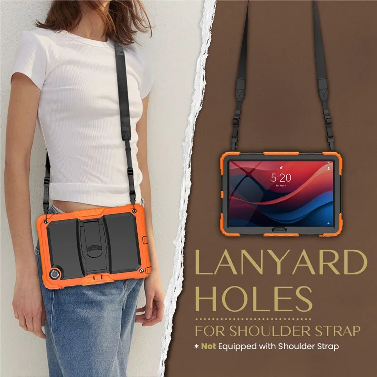 For Lenovo Tab M11 / Xiaoxin Pad 11 2024 TB-330FU / TB-331FC Case PC+Silicone Kickstand Tablet Cover with Strap - Orange