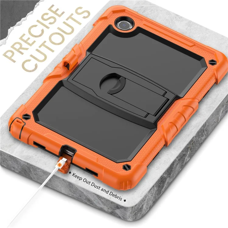 For Lenovo Tab M11 / Xiaoxin Pad 11 2024 TB-330FU / TB-331FC Case PC+Silicone Kickstand Tablet Cover with Strap - Orange