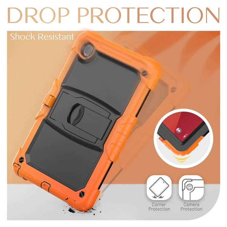 For Lenovo Tab M11 / Xiaoxin Pad 11 2024 TB-330FU / TB-331FC Case PC+Silicone Kickstand Tablet Cover with Strap - Orange