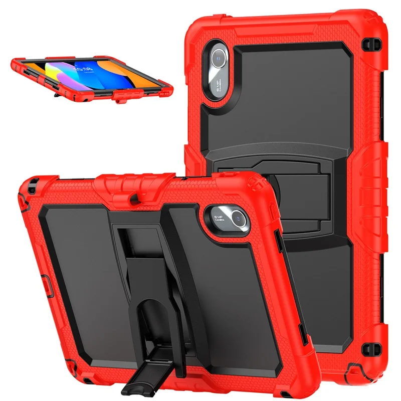 For Lenovo Xiaoxin Pad 11 2025 / 2024 / Idea Tab / K11 Gen 2 / M11 / K11 LTE (2024) Case PC+Silicone Kickstand Tablet Cover with Strap - Red