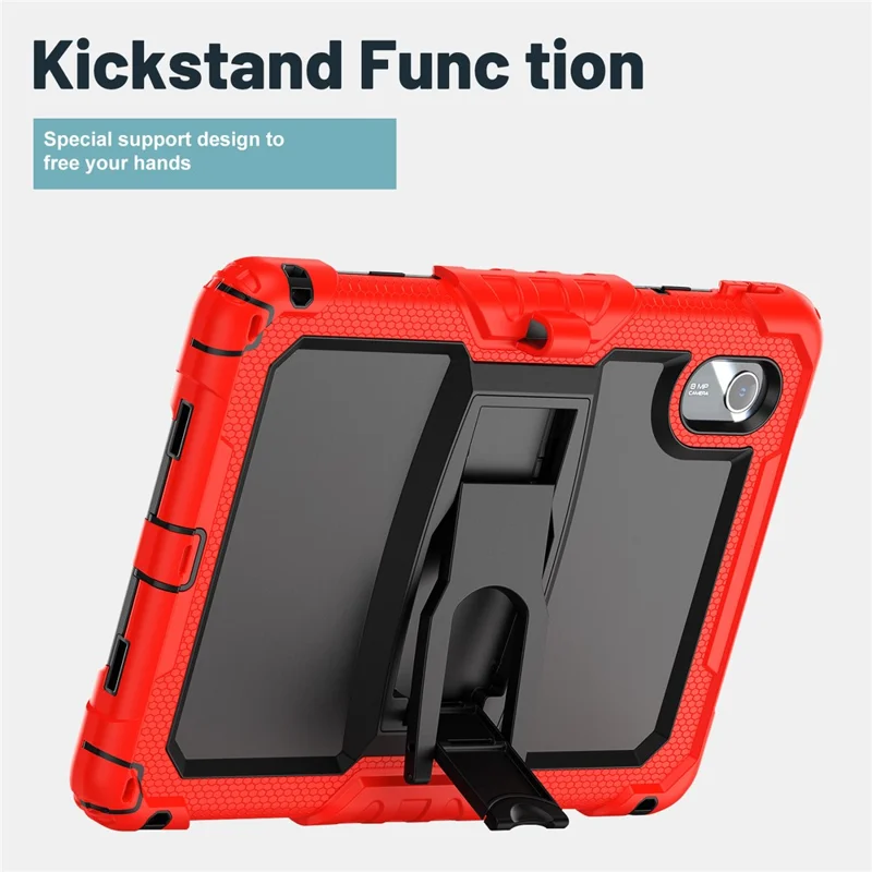 For Lenovo Xiaoxin Pad 11 2025 / 2024 / Idea Tab / K11 Gen 2 / M11 / K11 LTE (2024) Case PC+Silicone Kickstand Tablet Cover with Strap - Red