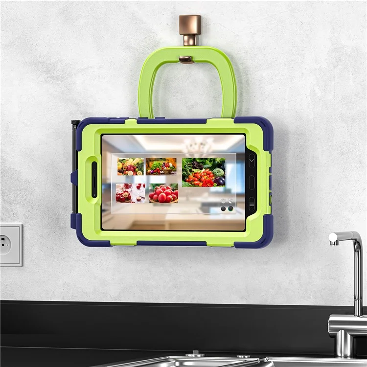 Pour Samsung Galaxy Tab Active5 SM-X300 Coque de support Étui robuste antichoc - Bleu marine+Jaune vert