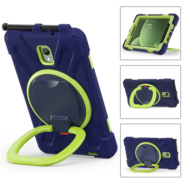 Pour Samsung Galaxy Tab Active5 SM-X300 Coque de support Étui robuste antichoc - Bleu marine+Jaune vert
