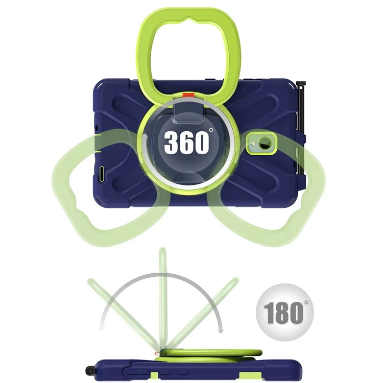Pour Samsung Galaxy Tab Active5 SM-X300 Coque de support Étui robuste antichoc - Bleu marine+Jaune vert