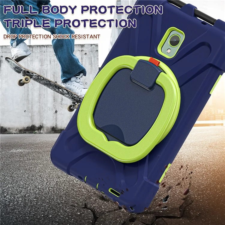 Pour Samsung Galaxy Tab Active5 SM-X300 Coque de support Étui robuste antichoc - Bleu marine+Jaune vert