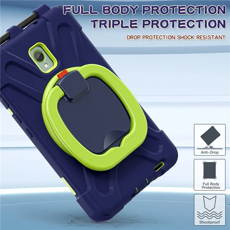 Pour Samsung Galaxy Tab Active5 SM-X300 Coque de support Étui robuste antichoc - Bleu marine+Jaune vert