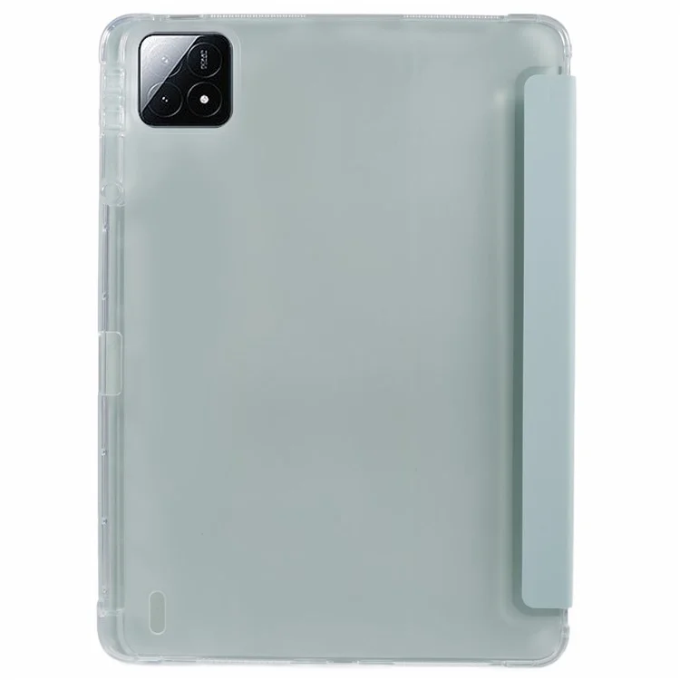 Para Xiaomi Pad 6S Pro 12.4 Case Tri-fold Stand Leather Tablet Cover com Pen Slot - Verde Claro