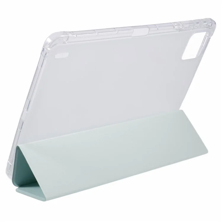 Para Xiaomi Pad 6S Pro 12.4 Case Tri-fold Stand Leather Tablet Cover com Pen Slot - Verde Claro