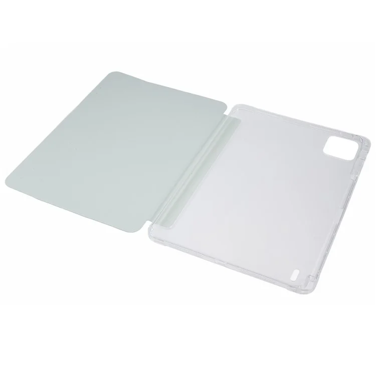 Para Xiaomi Pad 6S Pro 12.4 Case Tri-fold Stand Leather Tablet Cover com Pen Slot - Verde Claro