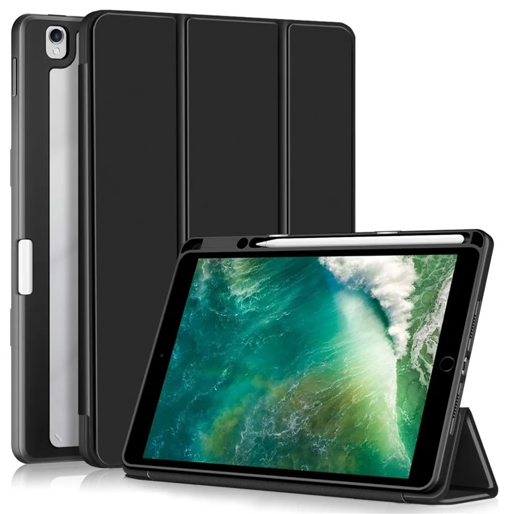 Case for iPad 10.2 (2019) / (2020) / (2021) / iPad Pro 10.5-inch (2017) / Air 10.5 inch (2019) Tri-fold Stand Leather Cover - Black