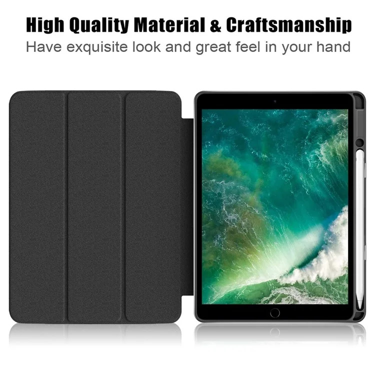 Case for iPad 10.2 (2019) / (2020) / (2021) / iPad Pro 10.5-inch (2017) / Air 10.5 inch (2019) Tri-fold Stand Leather Cover - Black