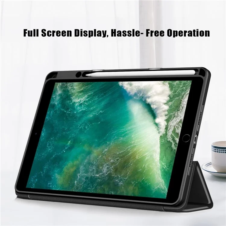 Case for iPad 10.2 (2019) / (2020) / (2021) / iPad Pro 10.5-inch (2017) / Air 10.5 inch (2019) Tri-fold Stand Leather Cover - Black