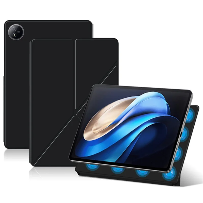 For vivo Pad3 Pro Case Origami Stand Magnetic Absorption PU Leather Tablet Cover - Black