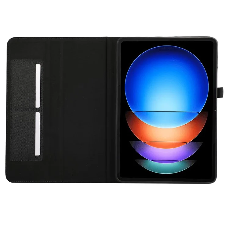 Para Xiaomi Pad 6S Pro 12.4 Capa Textura de Tecido Capa de Couro Tablet com Suporte e Porta-cartões - Preto