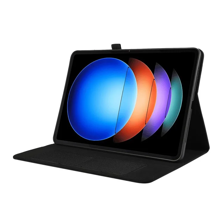 Para Xiaomi Pad 6S Pro 12.4 Capa Textura de Tecido Capa de Couro Tablet com Suporte e Porta-cartões - Preto