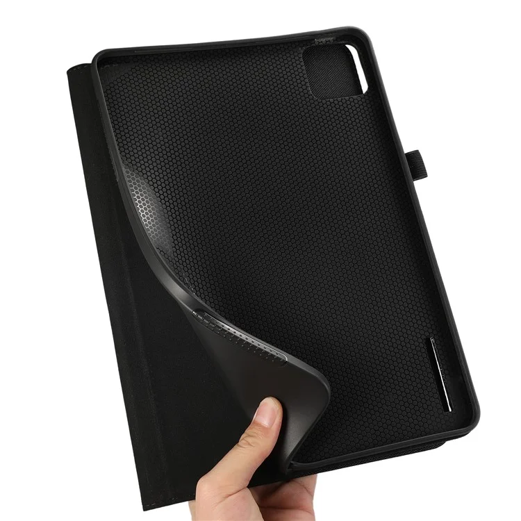 Para Xiaomi Pad 6S Pro 12.4 Capa Textura de Tecido Capa de Couro Tablet com Suporte e Porta-cartões - Preto