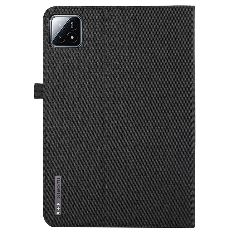 Para Xiaomi Pad 6S Pro 12.4 Capa Textura de Tecido Capa de Couro Tablet com Suporte e Porta-cartões - Preto