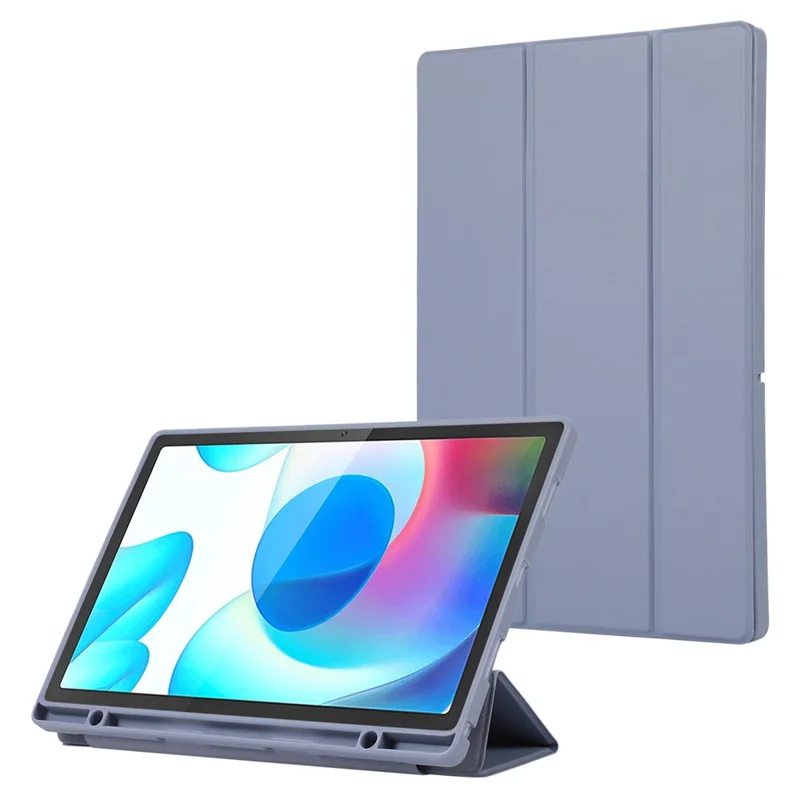 Trekantlåsestøtte PU-læderet tabletomslag med penneholder til Samsung Galaxy Tab A9+ - Lilla