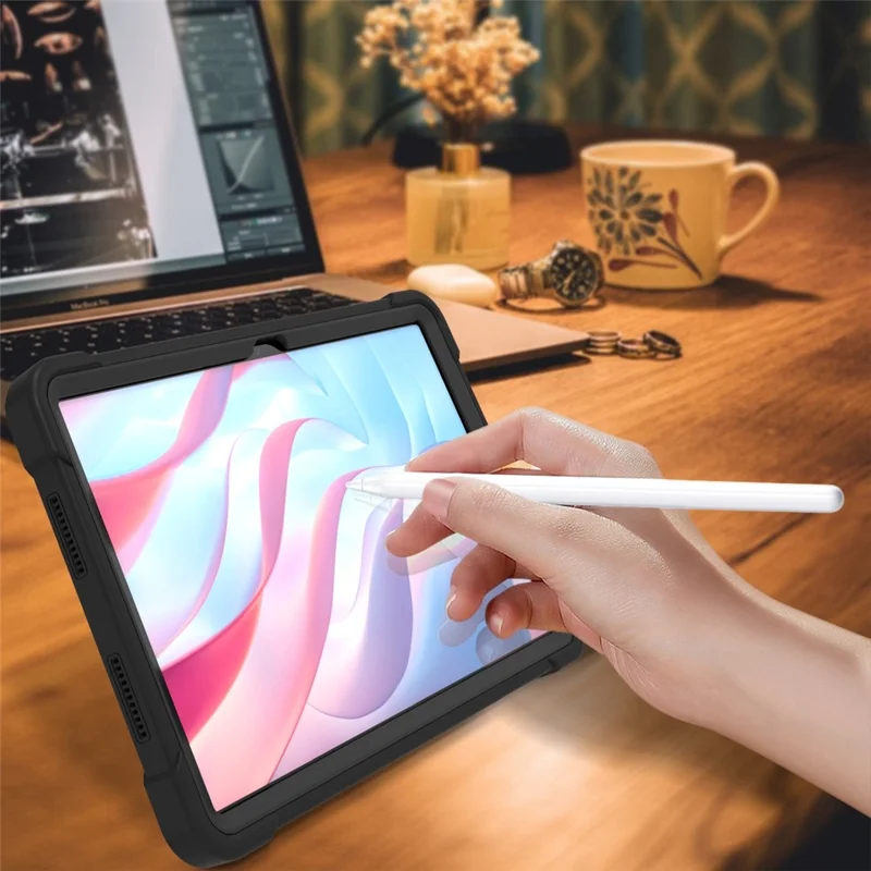 Beskyttende taske til Honor Pad X9 med støtte, stødfast silikone- og PC-tabletdekning - Sort