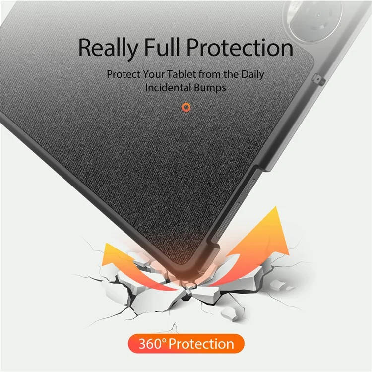 DUX DUCIS Domo Series for Honor Pad 9 Case Tri-fold Stand PU Leather Protective Tablet Cover - Black