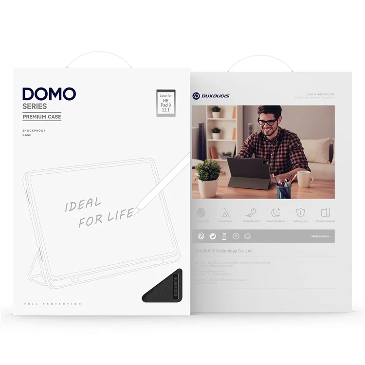 DUX DUCIS Domo Series for Honor Pad 9 Case Tri-fold Stand PU Leather Protective Tablet Cover - Black