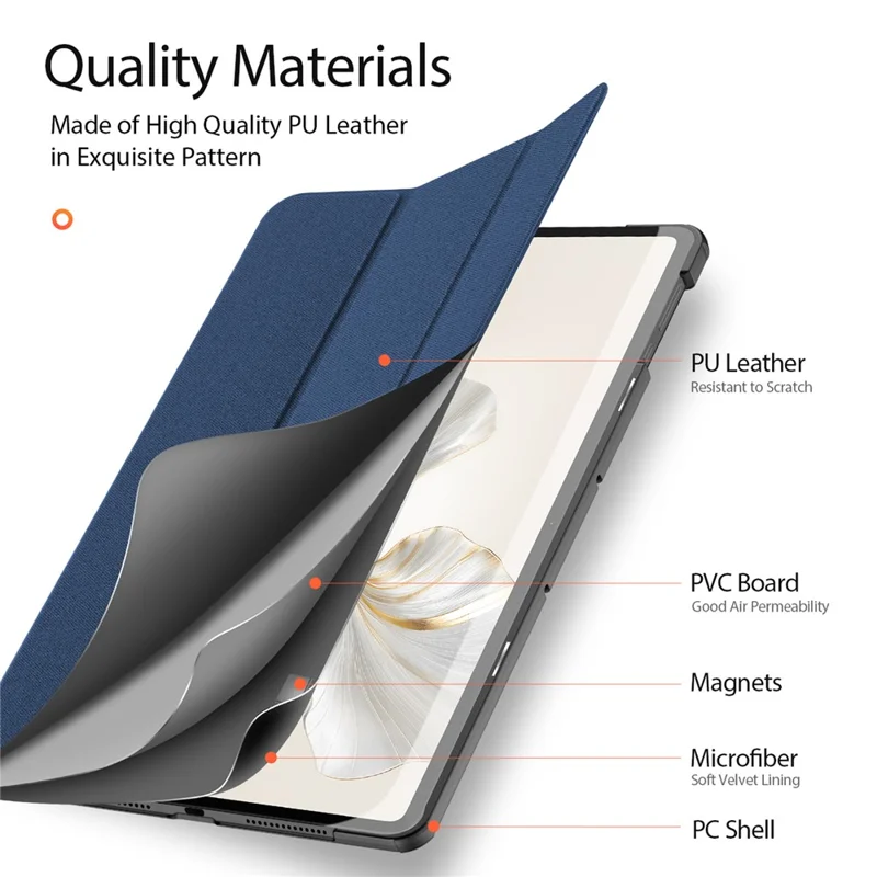 DUX DUCIS Domo Series for Honor Pad 9 Case Tri-fold Stand PU Leather Protective Tablet Cover - Blue