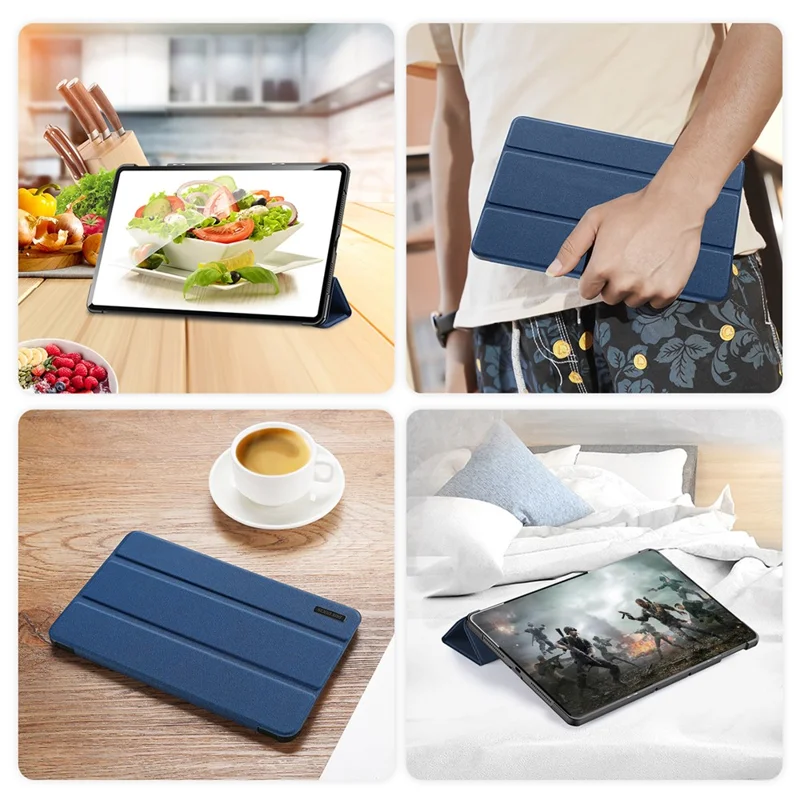 DUX DUCIS Domo Series for Honor Pad 9 Case Tri-fold Stand PU Leather Protective Tablet Cover - Blue
