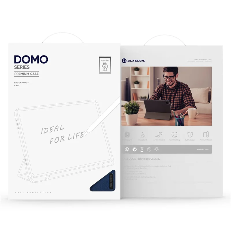 DUX DUCIS Domo Series for Honor Pad 9 Case Tri-fold Stand PU Leather Protective Tablet Cover - Blue