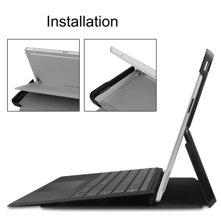 Für Microsoft Surface Pro 10 / Pro 11 Hülle PU Leder Muster Druck Standfolie Tablet Cover - Aprikosenblüte