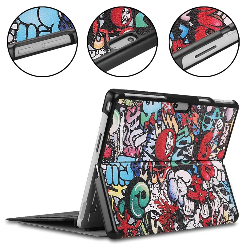 Folia z podstawką z nadrukiem graffiti, etui z premium skóry PU na Microsoft Surface Pro 10 / Pro 11 - Graffiti