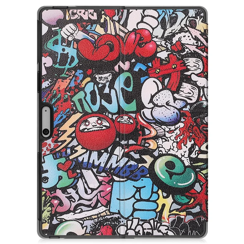 Folia z podstawką z nadrukiem graffiti, etui z premium skóry PU na Microsoft Surface Pro 10 / Pro 11 - Graffiti