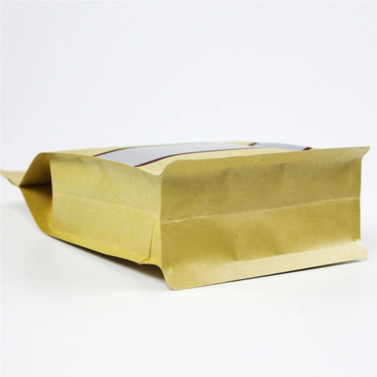 MX-004 100PCS Resealable Kraft Paper Bag 14x24cm Food Packaging Bags with Window