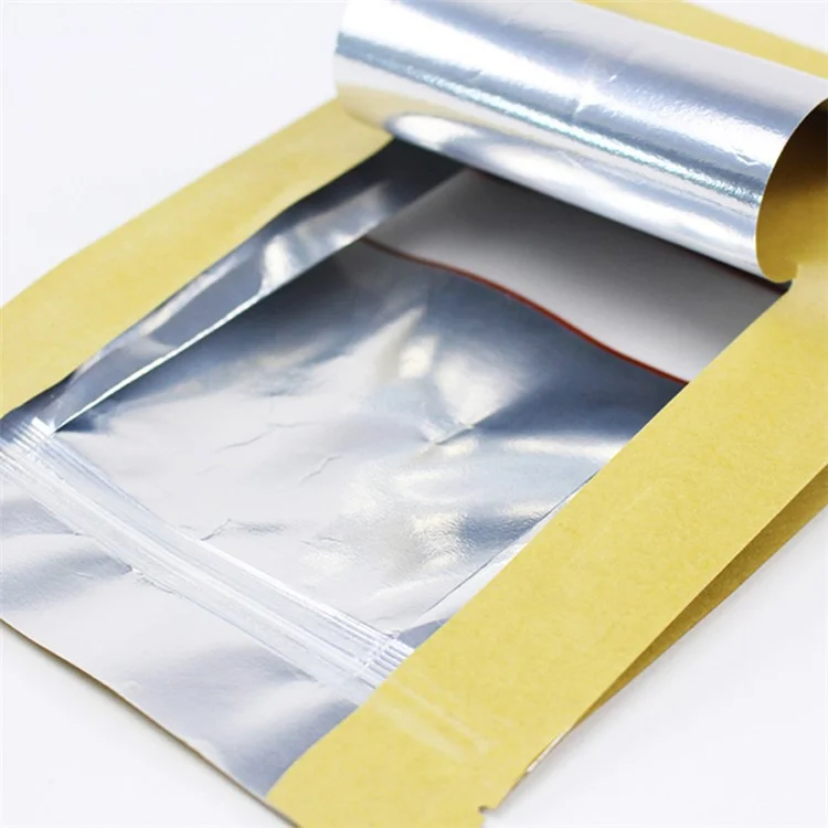 MX-004 100PCS Resealable Kraft Paper Bag 14x24cm Food Packaging Bags with Window