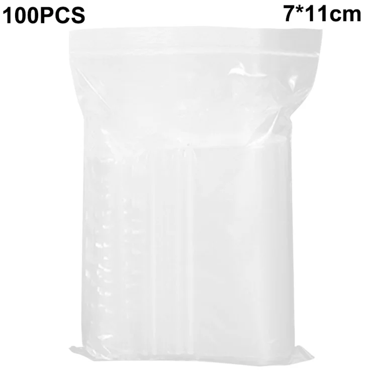 MX-054 100 piezas / Paquete Bolsas de PE transparentes resellables 7 x 11 cm Bolsas de cierre hermético Embalaje de joyería