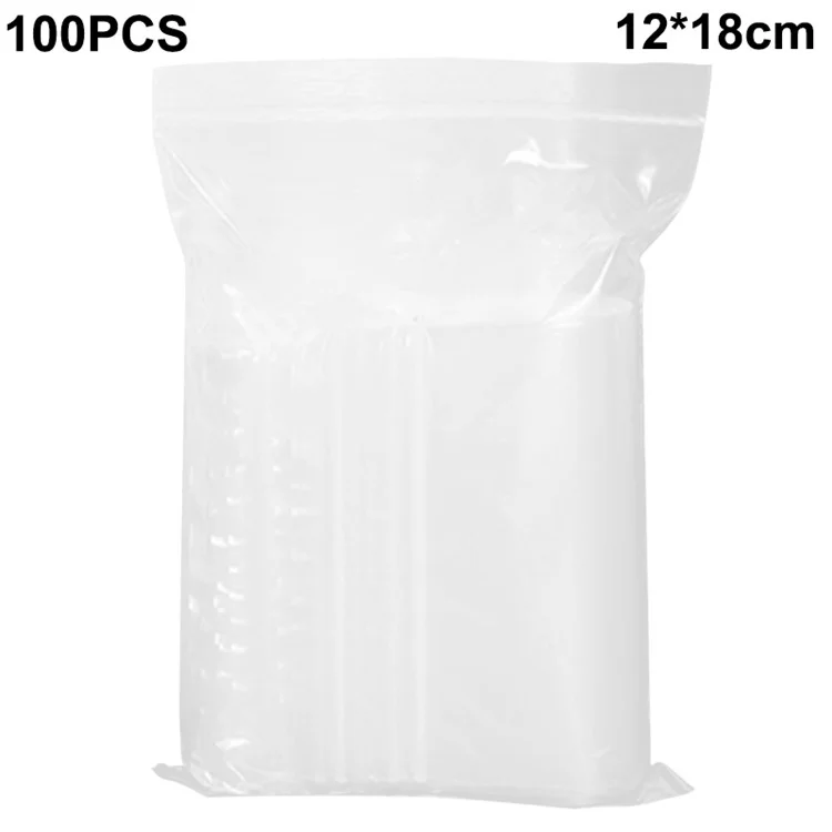 MX-054 100 pièces / Paquet 12 x 18 cm Sacs de rangement transparents réutilisables en PE pour le stockage en cuisine