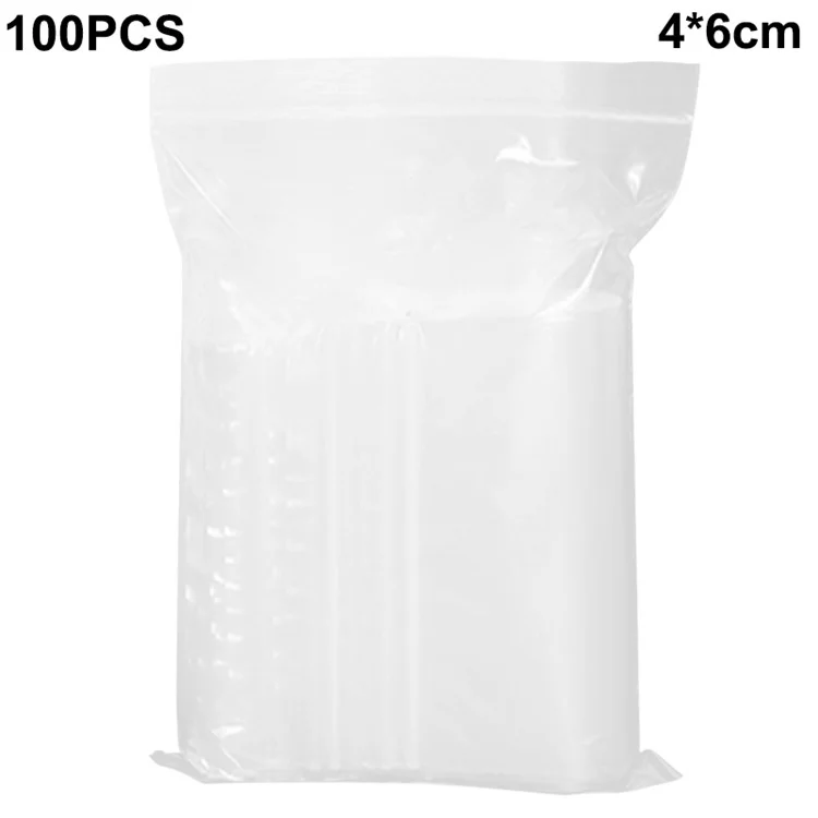 MX-054 100 pièces / pack 4 x 6 cm Sacs de scellement PE refermables Ziplock Pochettes de rangement transparentes