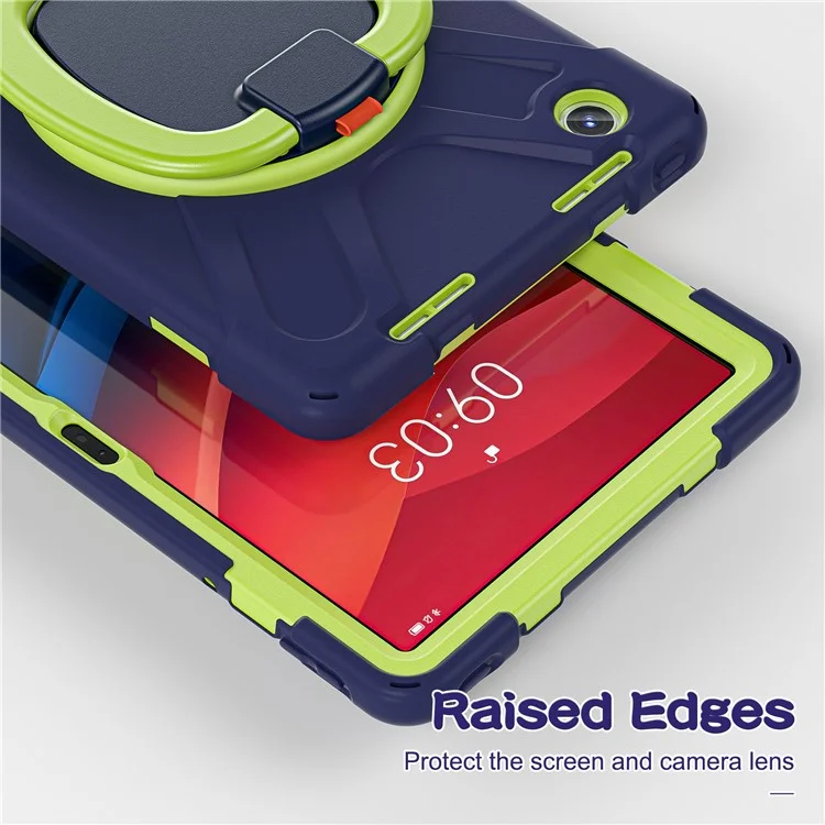 Per Lenovo Tab M11 / Xiaoxin Pad 11 2024 TB-330FU 331FC Case Piedistallo PC+Silicone Custodia Tablet - Navy Blue+Yellowgreen