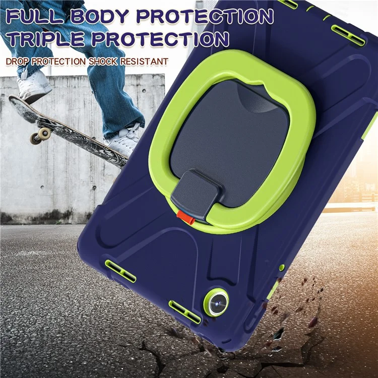 Per Lenovo Tab M11 / Xiaoxin Pad 11 2024 TB-330FU 331FC Case Piedistallo PC+Silicone Custodia Tablet - Navy Blue+Yellowgreen