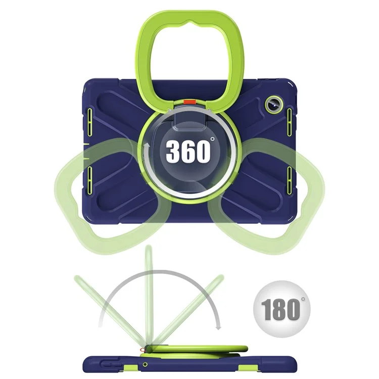Per Lenovo Tab M11 / Xiaoxin Pad 11 2024 TB-330FU 331FC Case Piedistallo PC+Silicone Custodia Tablet - Navy Blue+Yellowgreen