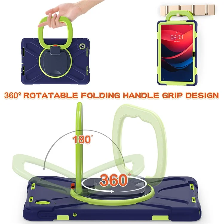 Per Lenovo Tab M11 / Xiaoxin Pad 11 2024 TB-330FU 331FC Case Piedistallo PC+Silicone Custodia Tablet - Navy Blue+Yellowgreen