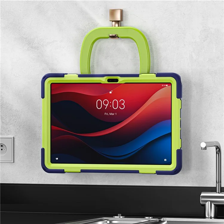 Per Lenovo Tab M11 / Xiaoxin Pad 11 2024 TB-330FU 331FC Case Piedistallo PC+Silicone Custodia Tablet - Navy Blue+Yellowgreen