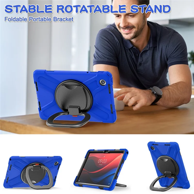 For Lenovo Tab M11 / Xiaoxin Pad 11 2024 TB-330FU 331FC Case Kickstand PC+Silicone Tablet Cover - Blue+Black